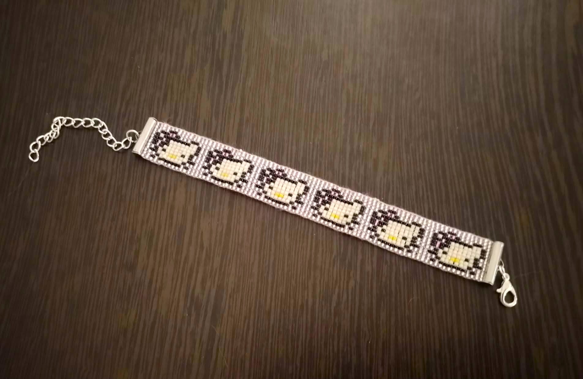 Náramek z korálků - Hello Kitty