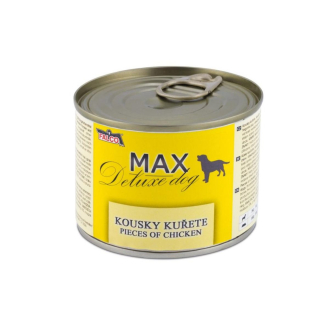 MAX Deluxe Dog kousky kuřete, konzerva