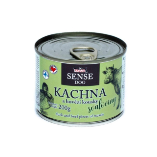 FALCO SENSE Dog kachna a hovězí kousky svaloviny, konzerva 200 g