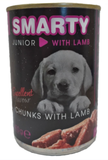 SMARTY Dog Junior Jehněčí chunks, konzerva 410 g