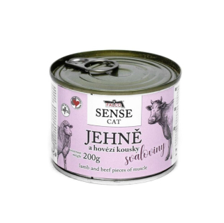 FALCO SENSE Cat jehně a hovězí kousky svaloviny, konzerva 200 g