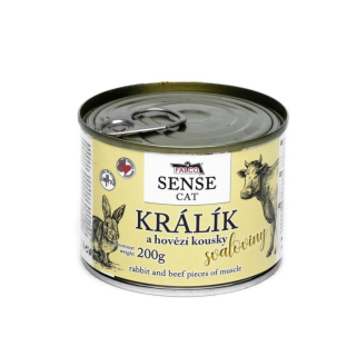 FALCO SENSE Cat králík a hovězí kousky svaloviny, konzerva 200 g