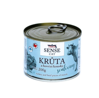 FALCO SENSE Cat krůta a hovězí kousky svaloviny, konzerva 200 g
