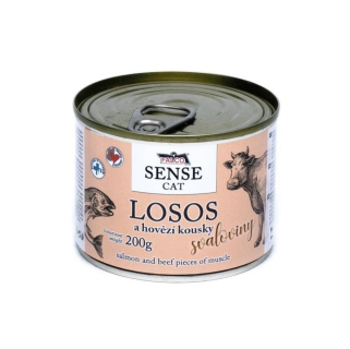 FALCO SENSE Cat losos a hovězí kousky svaloviny, konzerva 200 g