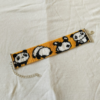 Korálkový náramek - Panda