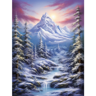 Diamantové malování - Zasněžená hora 65x85cm